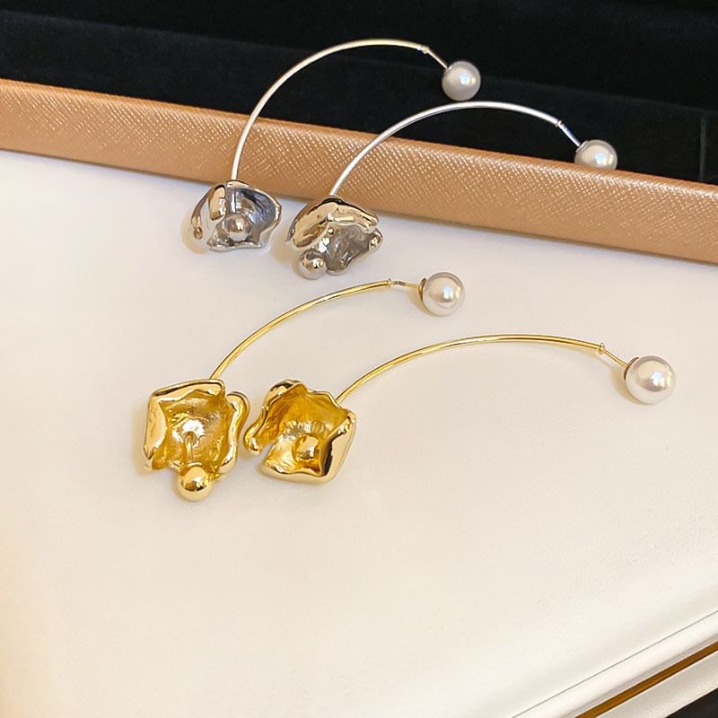 Dangle Alloy Faux Pearl Floral Earring