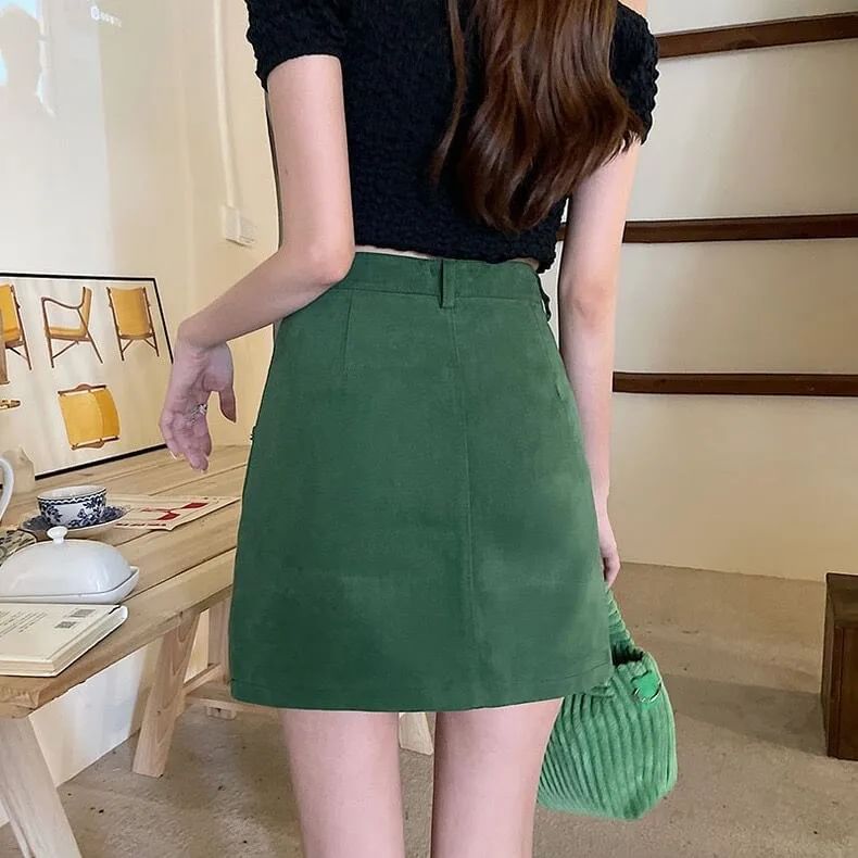 Skirt A-Line High Denim Plain Mini Waist