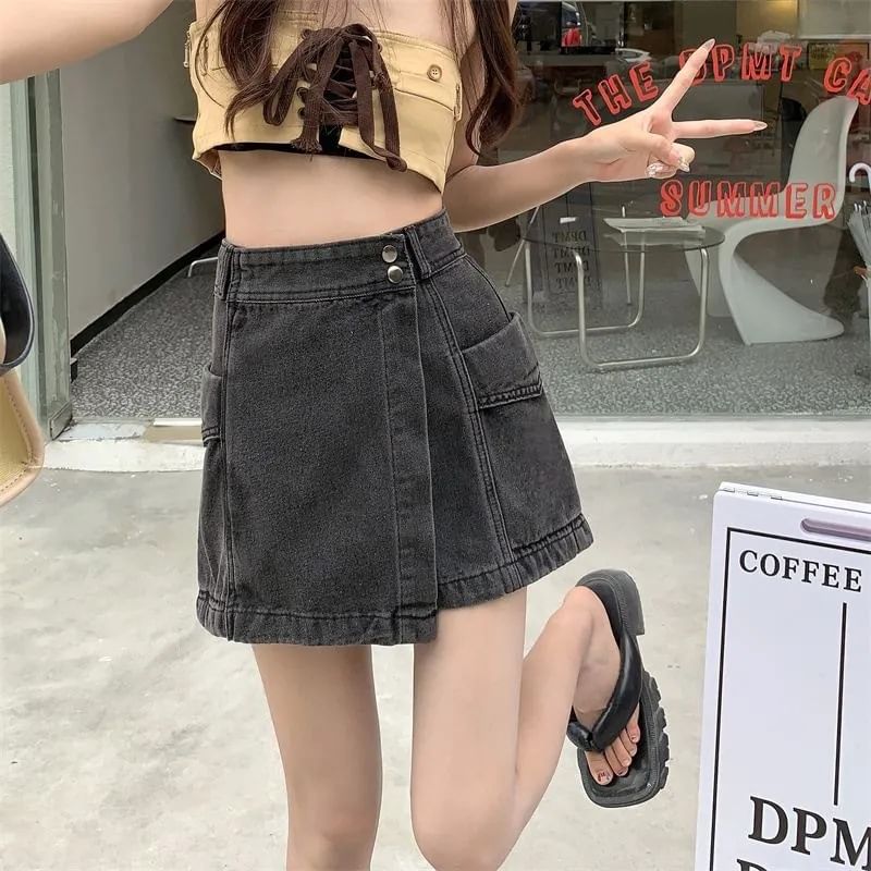 Denim Skort Waist High