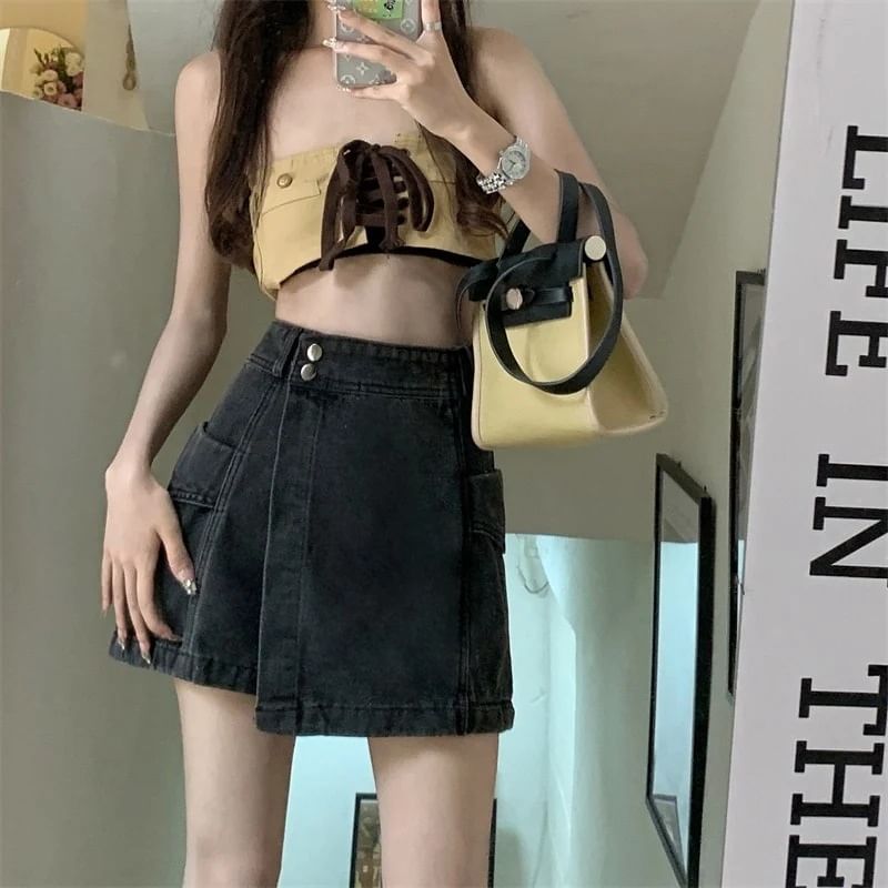 Denim Skort Waist High