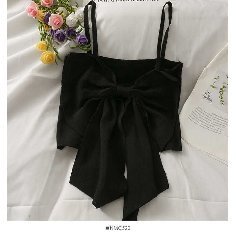 Plain Top Camisole Bow Cropped