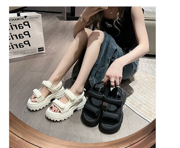 Mesh Platform Panel Sandals