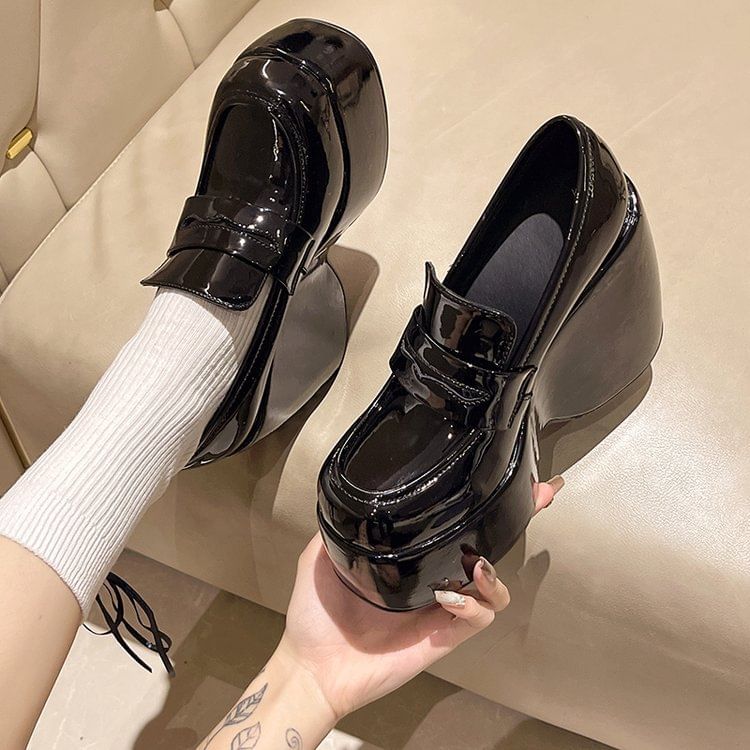 Platform Loafer Wedge Pumps Penny
