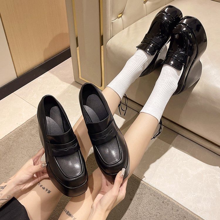 Platform Loafer Wedge Pumps Penny