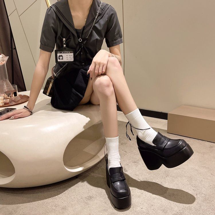 Platform Loafer Wedge Pumps Penny