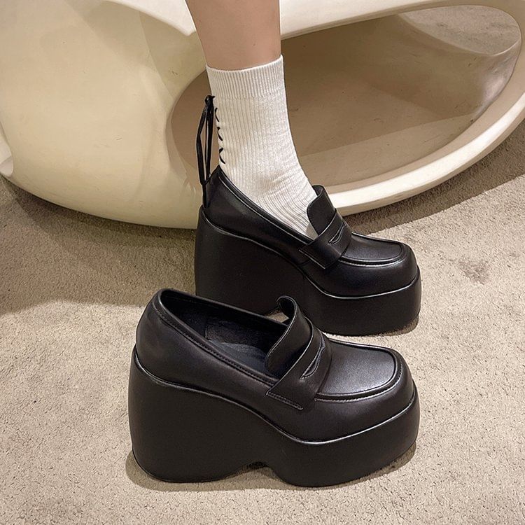 Platform Loafer Wedge Pumps Penny