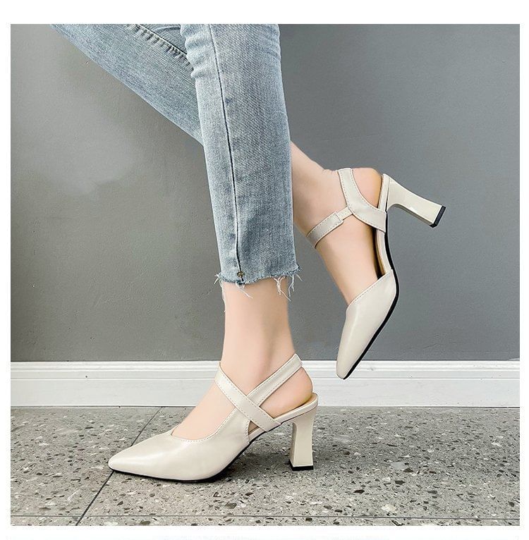 Sandals Slingback Plain High Heel
