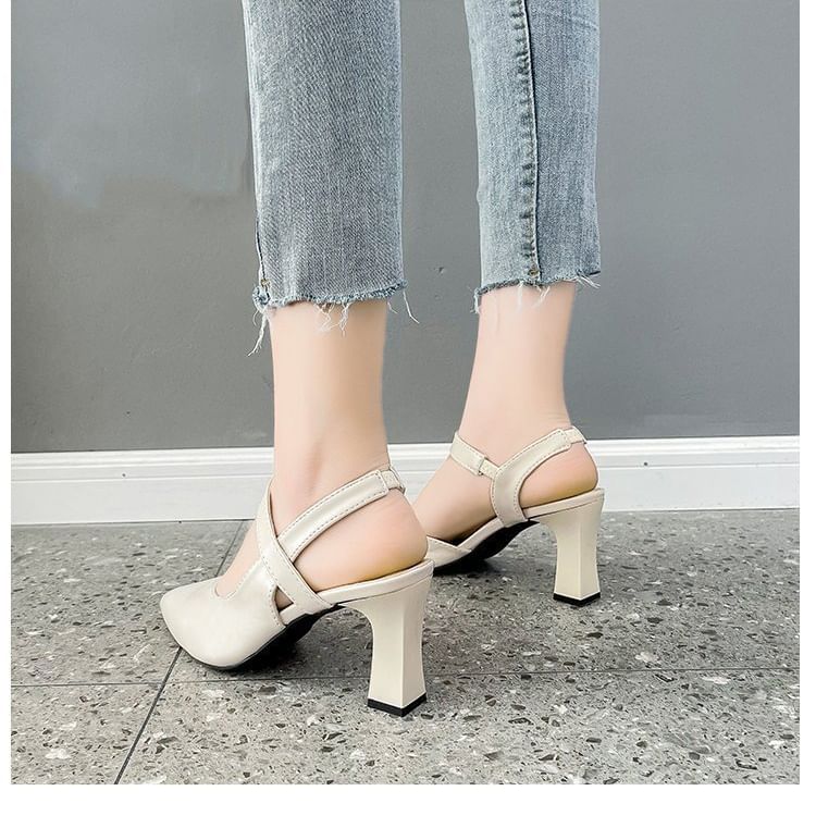 Sandals Slingback Plain High Heel