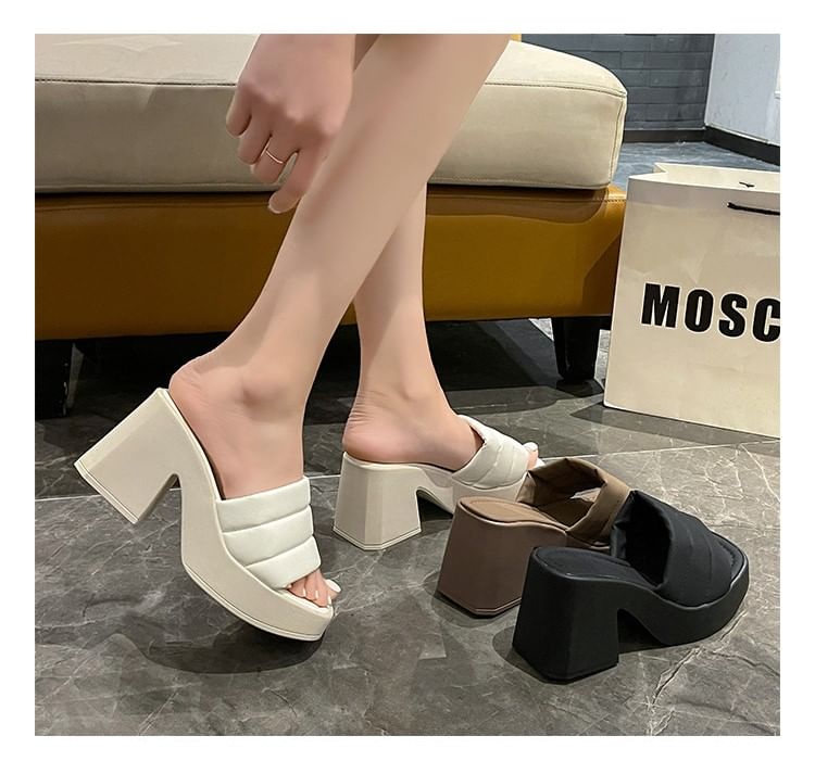 Slide Heel Block Sandals