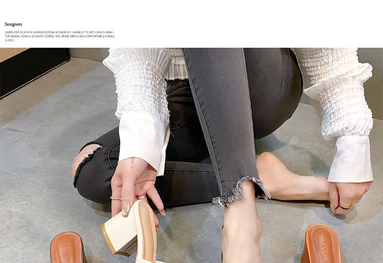 Plain Sandals Slide Block Heel