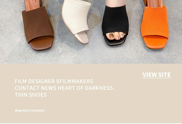 Plain Sandals Slide Block Heel