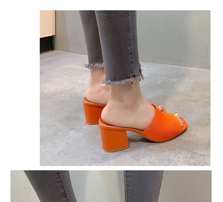 Plain Sandals Slide Block Heel