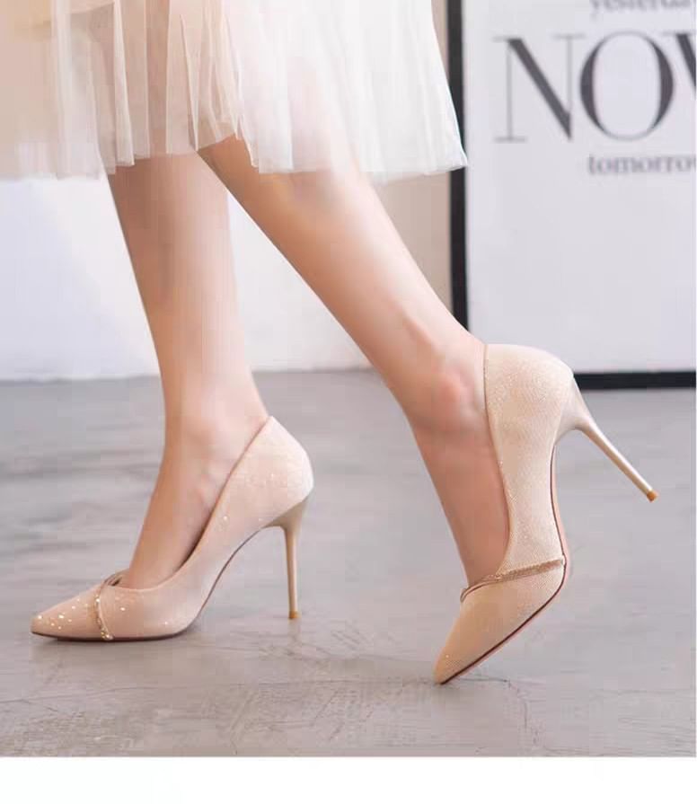 Glitter Pointy Heel Pumps High