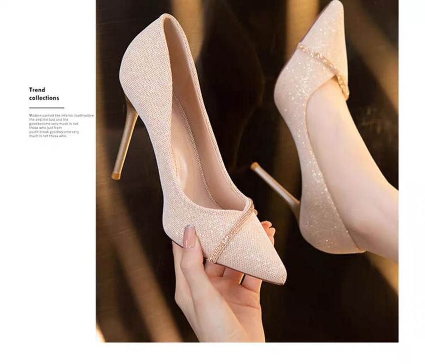 Glitter Pointy Heel Pumps High