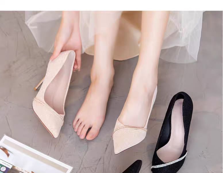 Glitter Pointy Heel Pumps High