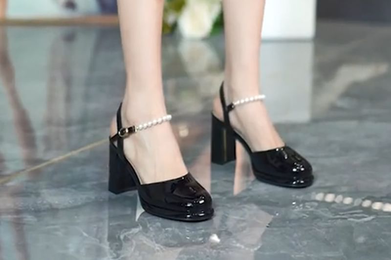 Slingback Heel Sandals Block Plain