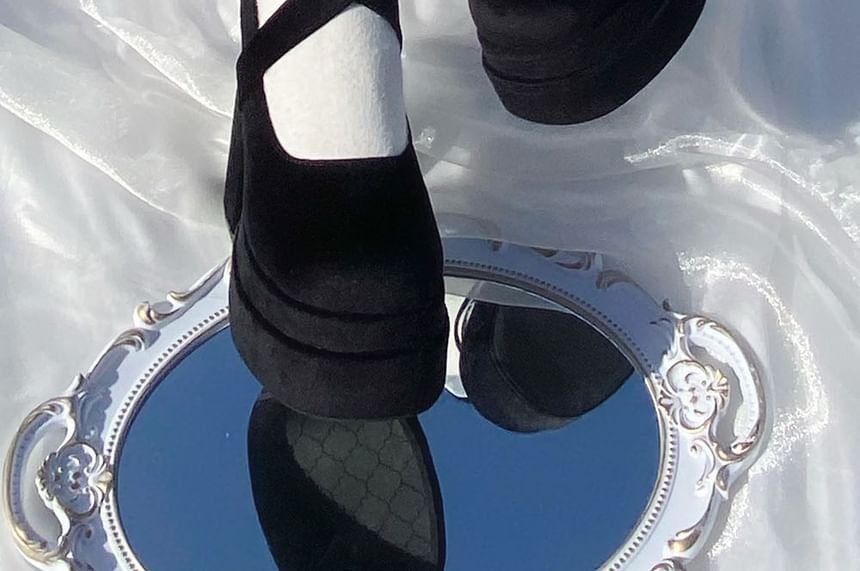 Lace Platform Up Block Sandals Heel