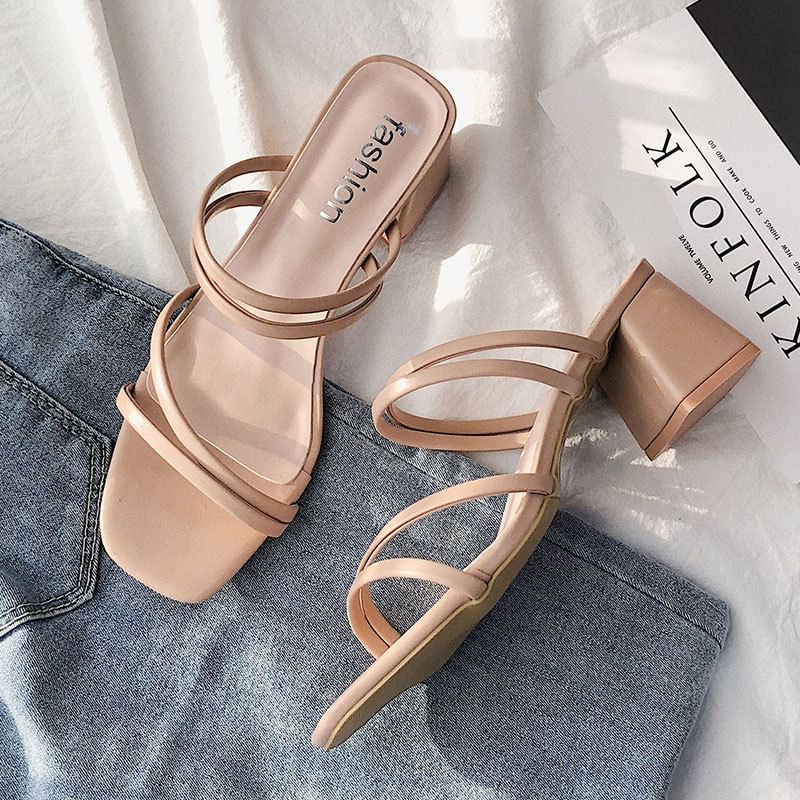 Sandals Plain Heel Block