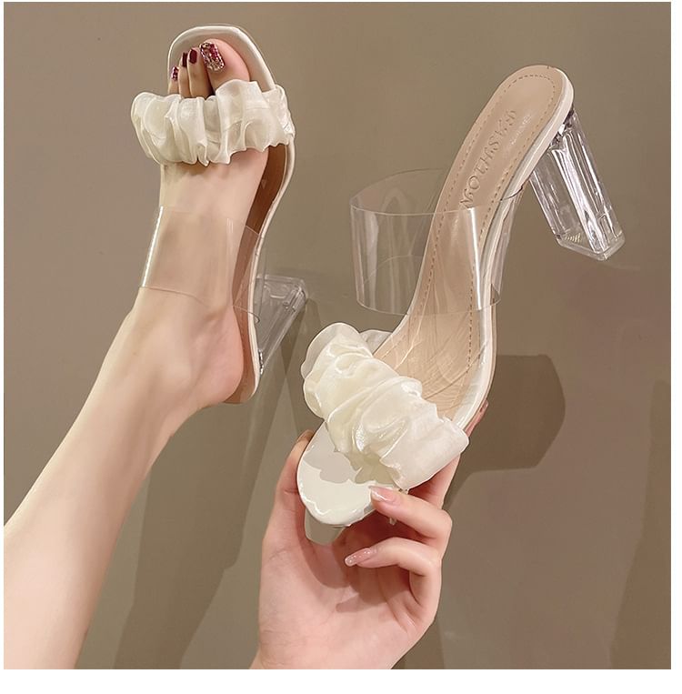 Slide Ruffle Sandals High Heel