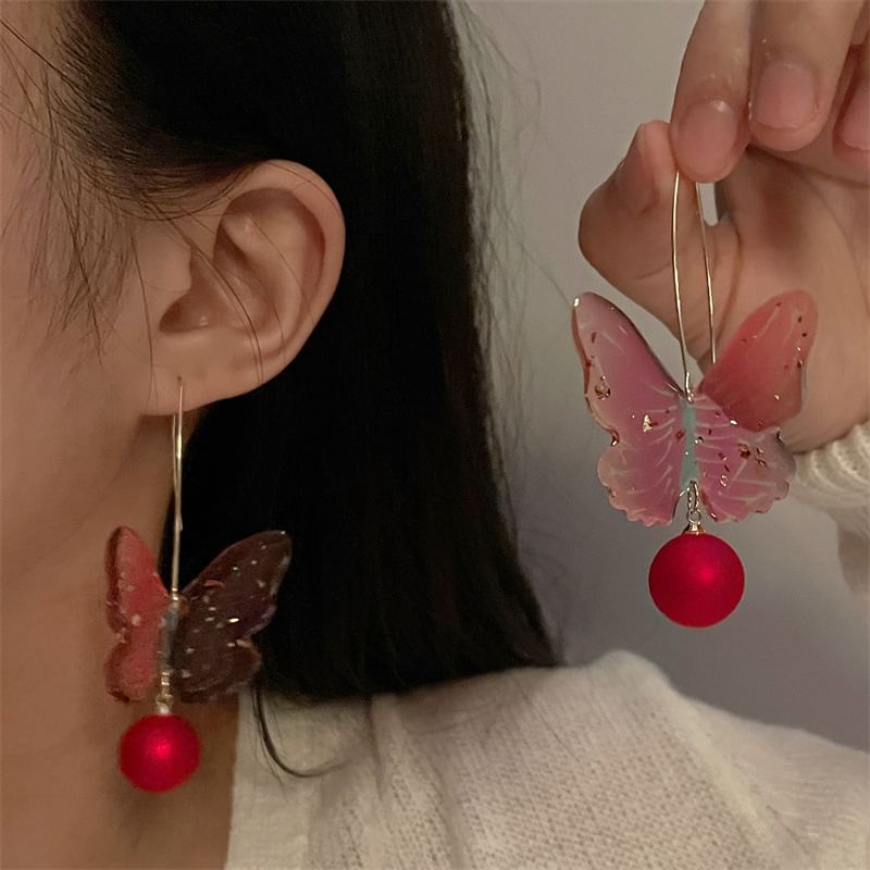 Butterfly Hook Bead Earring Drop