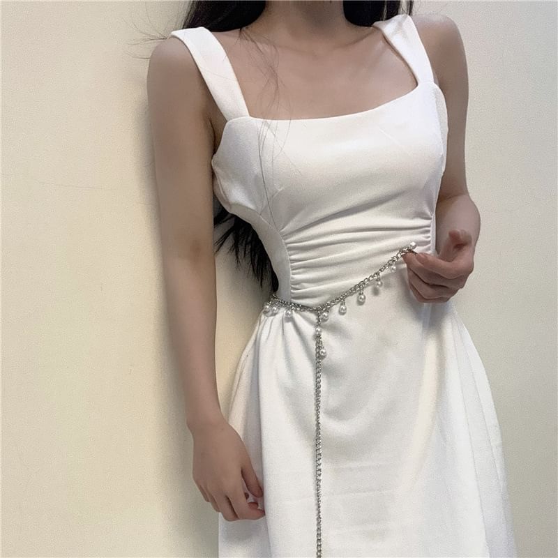 Faux Belt Waist Chain Fringed Pearl