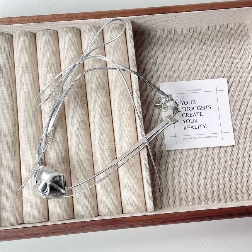 Choker Faux Layered Floral Leather Bow