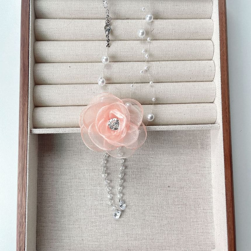 Floral Necklace Fringed Pearl Faux
