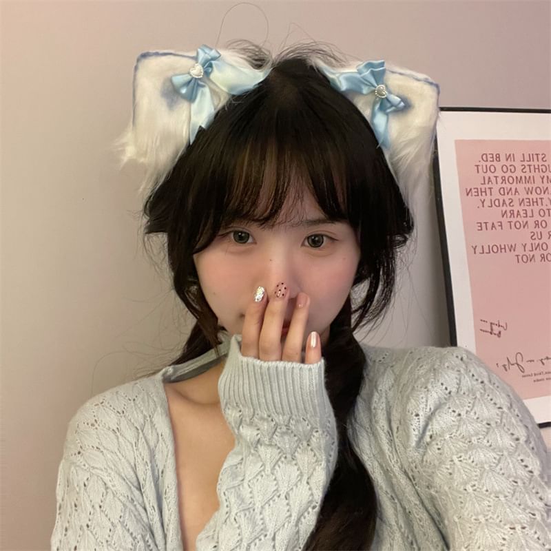 Bow Fluffy / Headband Clip Cat Lace Ear Hair