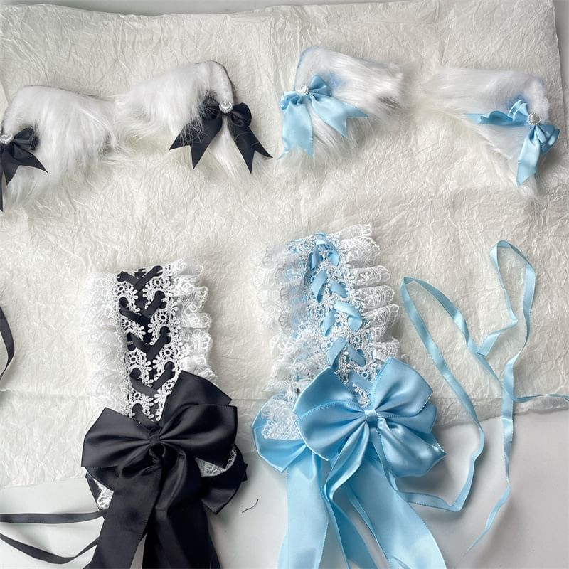 Bow Fluffy / Headband Clip Cat Lace Ear Hair