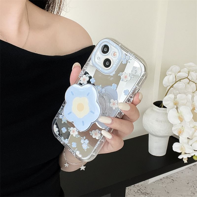 Floral Mirrored Phone Case - iPhone 15 Pro Max / 15 Pro / 15 Plus / 15 / 14 Pro Max / 14 Pro / 14 Plus / 14 / 13 Pro Max / 13 Pro / 13 / 13 mini / 12 Pro Max / 12 Pro / 12 / 12 mini / 11 Pro Max / 11 Pro / 11