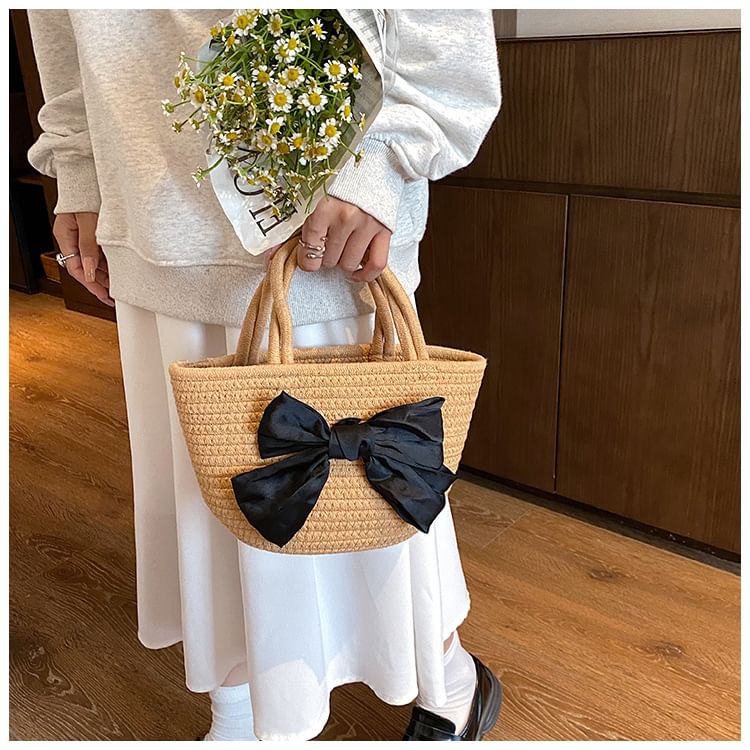 Tote Woven Bag Bow