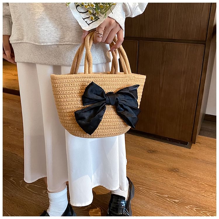 Tote Woven Bag Bow