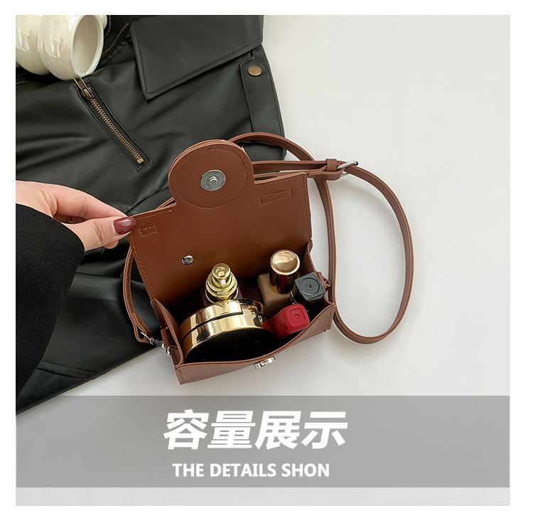 Faux Camera Leather Crossbody Flap Bag