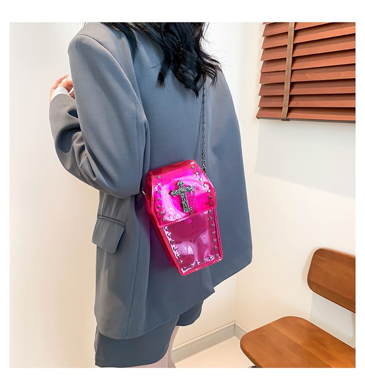 Bag Crisscross Studded PVC Chained Crossbody