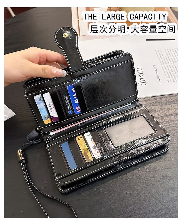 Faux Floral Charm Wallet Leather Long