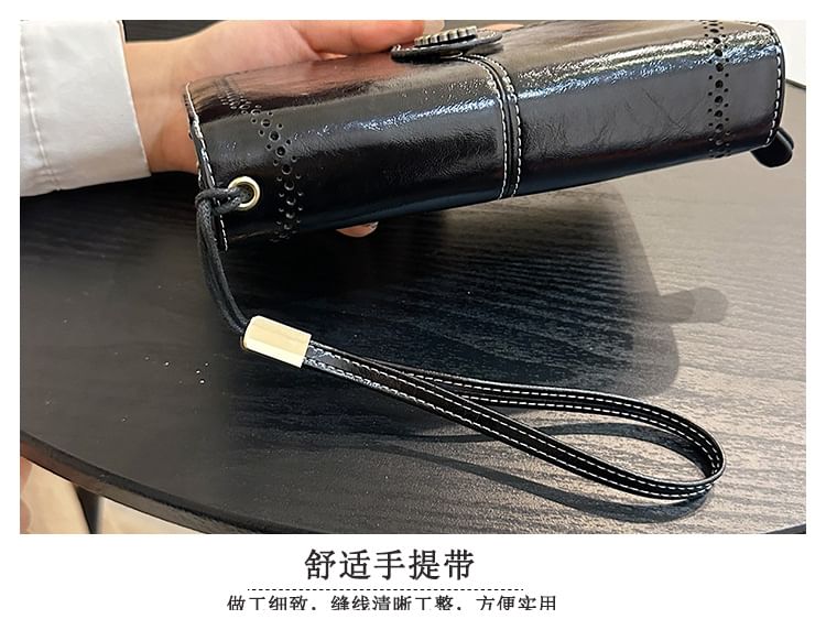 Faux Floral Charm Wallet Leather Long