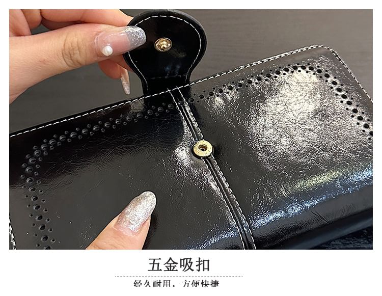 Faux Floral Charm Wallet Leather Long