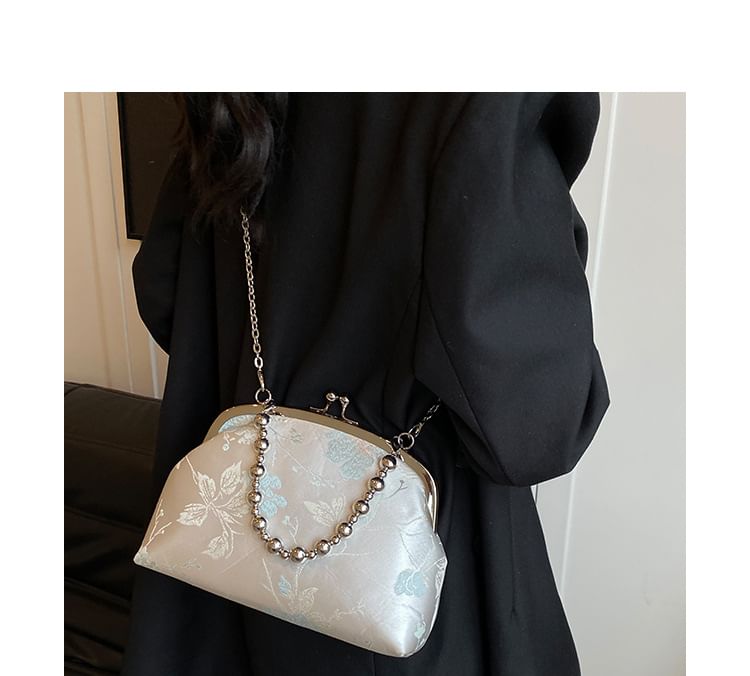 Floral Crossbody Kiss Bag Jacquard Lock