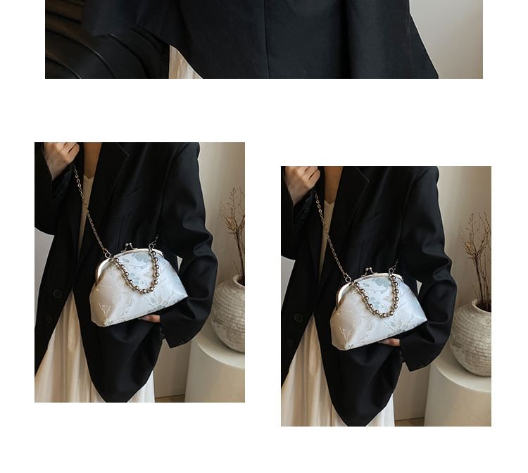 Floral Crossbody Kiss Bag Jacquard Lock