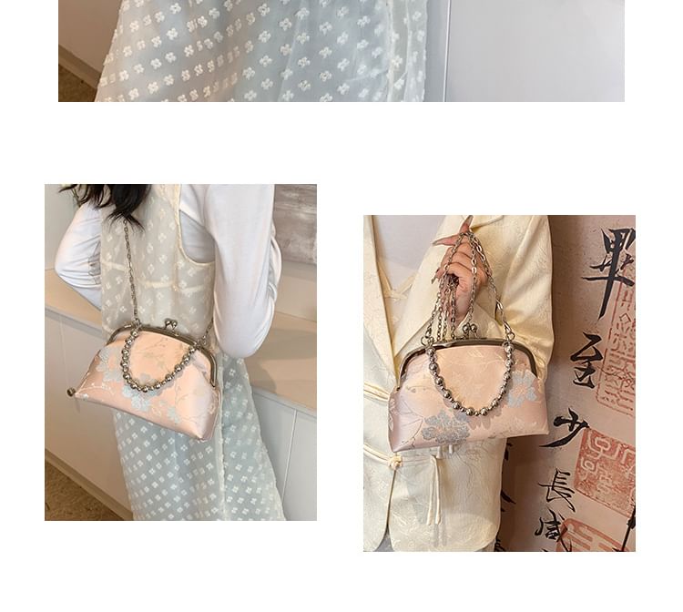 Floral Crossbody Kiss Bag Jacquard Lock