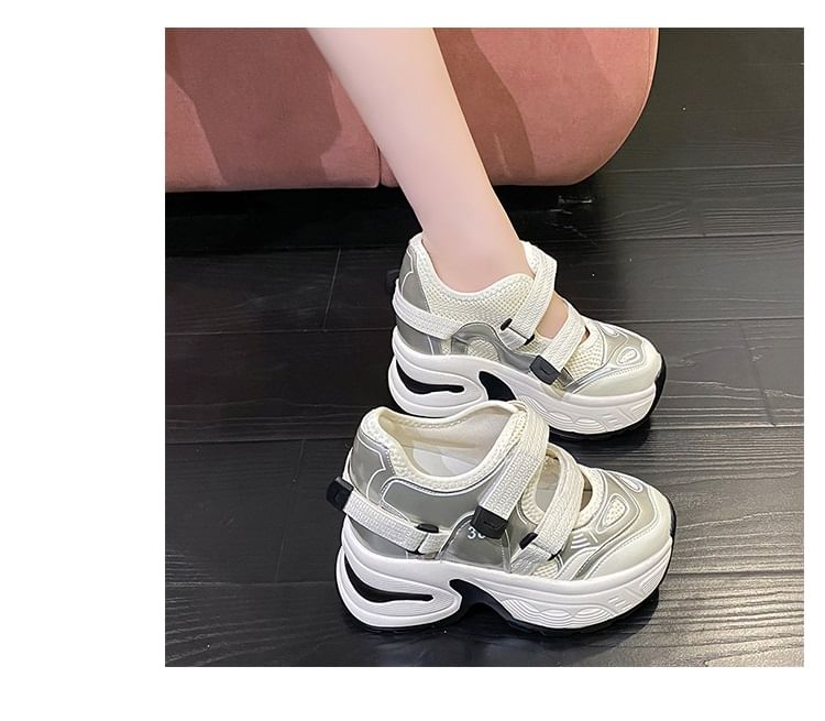 Sneakers Mesh Panel Wedge Platform Hidden Cutout