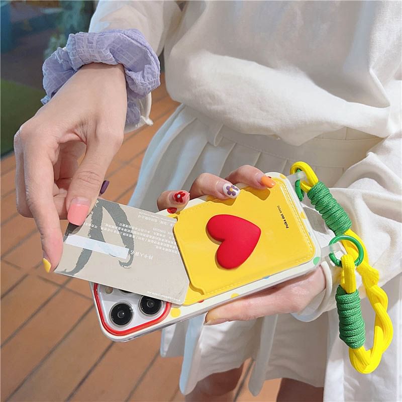 Strap Card Holder Phone Lanyard Heart Case / Set