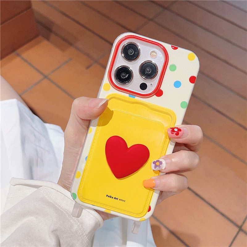 Strap Card Holder Phone Lanyard Heart Case / Set