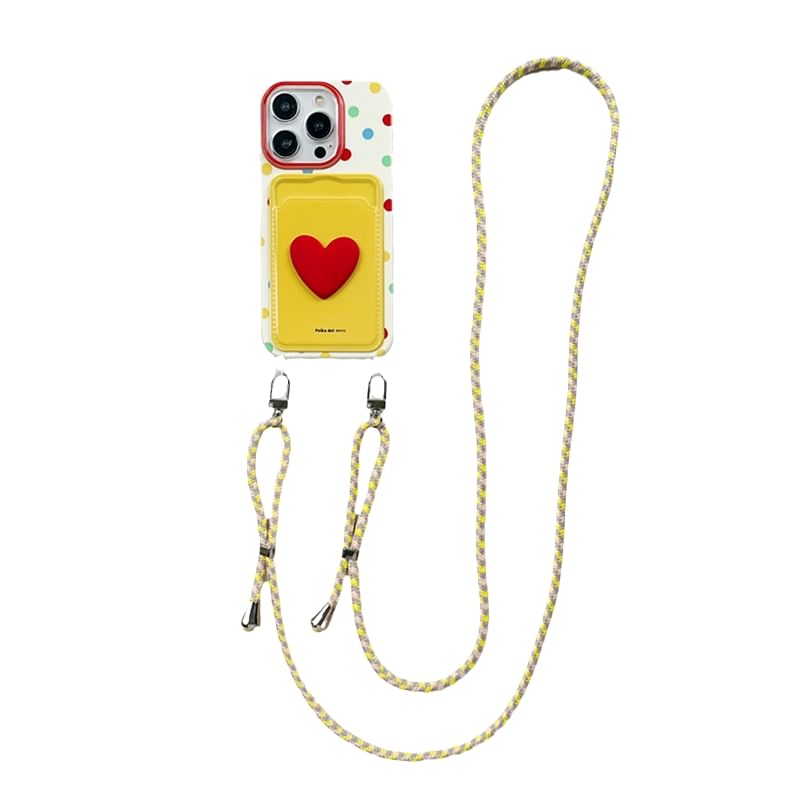 Strap Card Holder Phone Lanyard Heart Case / Set
