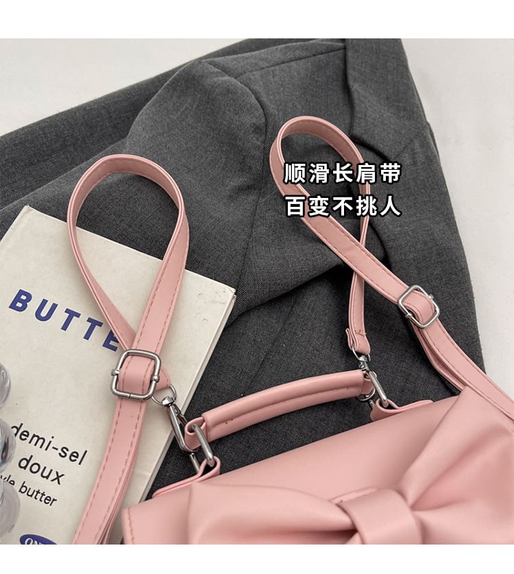 Bow Flap Faux Leather Flap Backpack