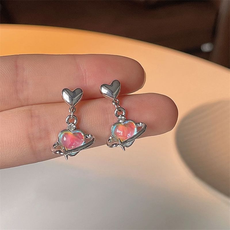 Boucles d'oreilles pendantes en alliage Heart Planet