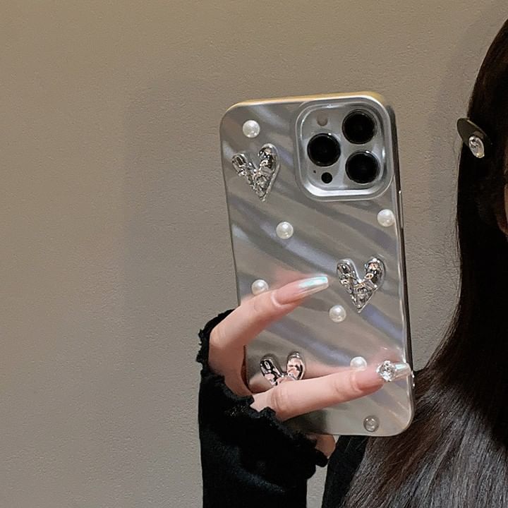 Faux Heart Phone Pearl Case