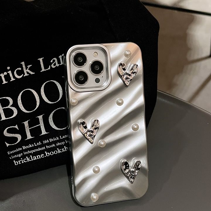 Faux Heart Phone Pearl Case