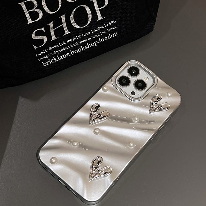 Faux Heart Phone Pearl Case