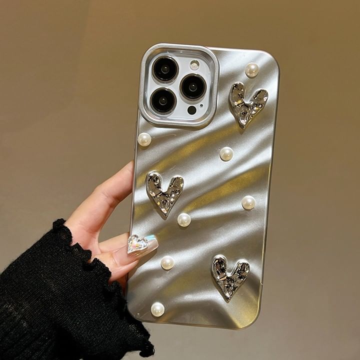 Faux Heart Phone Pearl Case